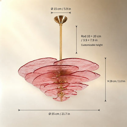 Living Room Chandelier – Artisan Murano Style Petal Cascade