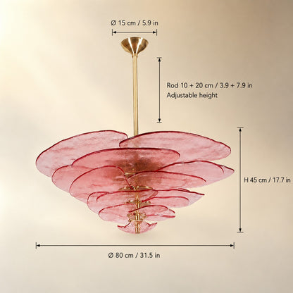 Living Room Chandelier – Artisan Murano Style Petal Cascade