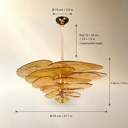 Living Room Chandelier – Artisan Murano Style Petal Cascade