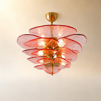 Living Room Chandelier – Artisan Murano Style Petal Cascade
