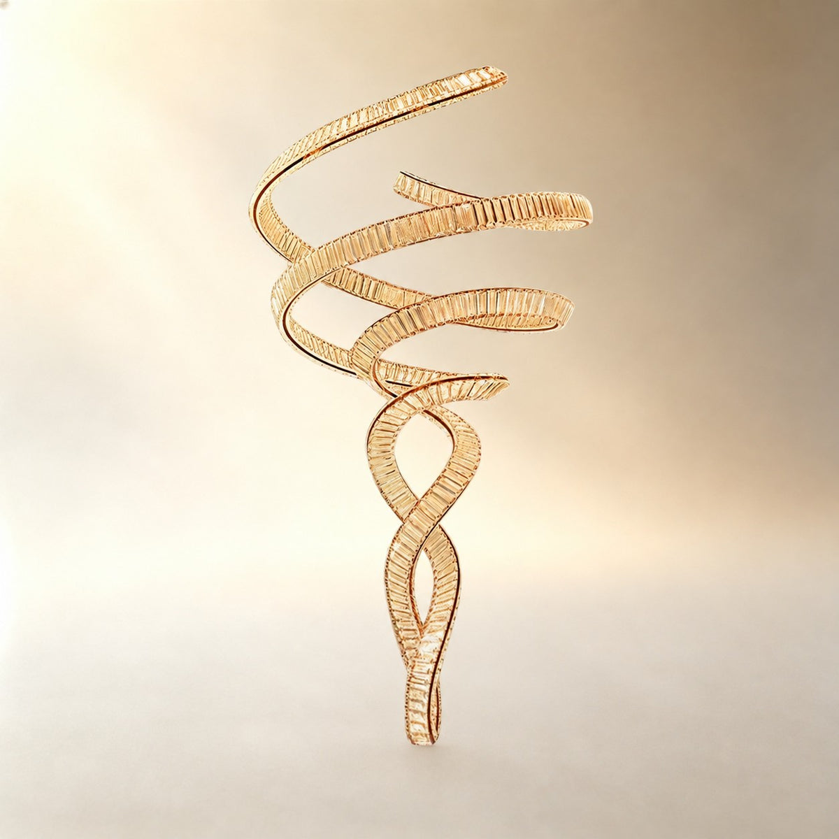 Long Spiral Crystal Chandelier with Stainless Steel Frame