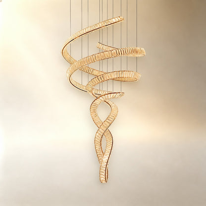 Long Spiral Crystal Chandelier with Stainless Steel Frame