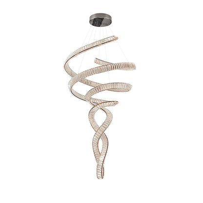 Long Spiral Crystal Chandelier with Stainless Steel Frame
