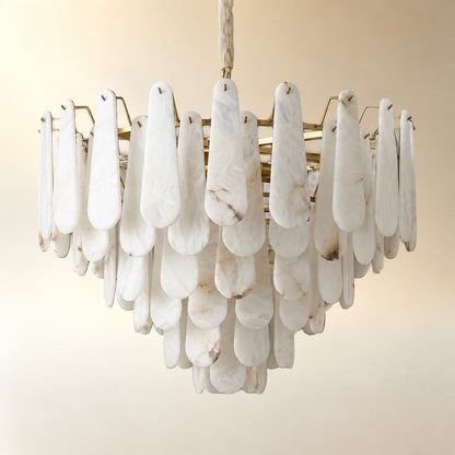 Lorian Modern Alabaster Tiered Chandelier