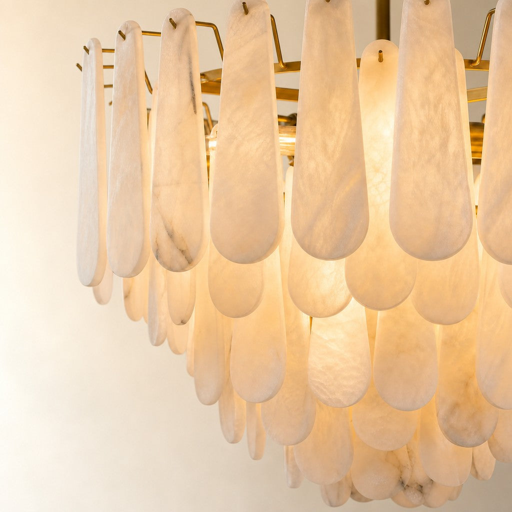 Lorian Modern Alabaster Tiered Chandelier