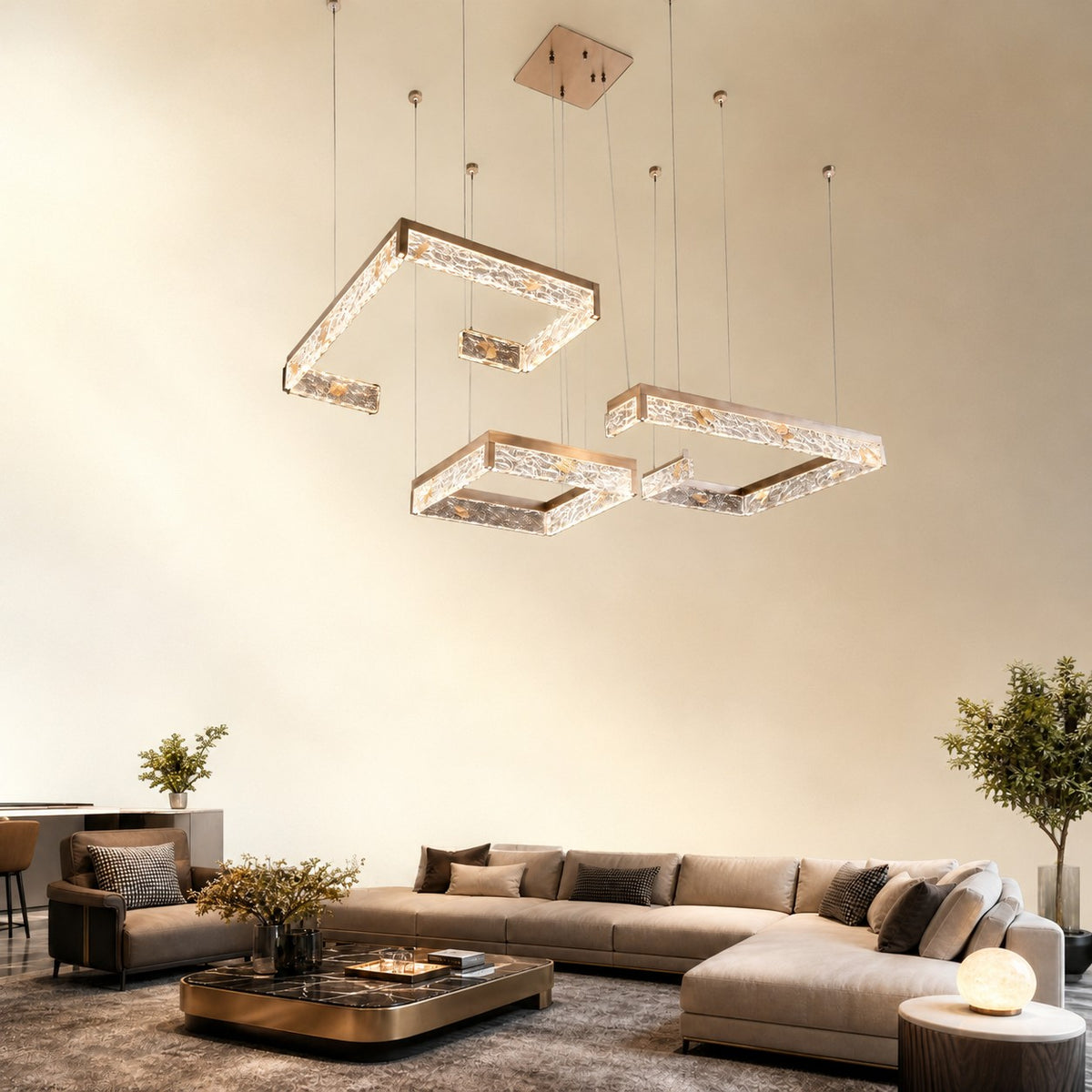 Luminous Cube Modern Multi-Tier Cluster Chandelier