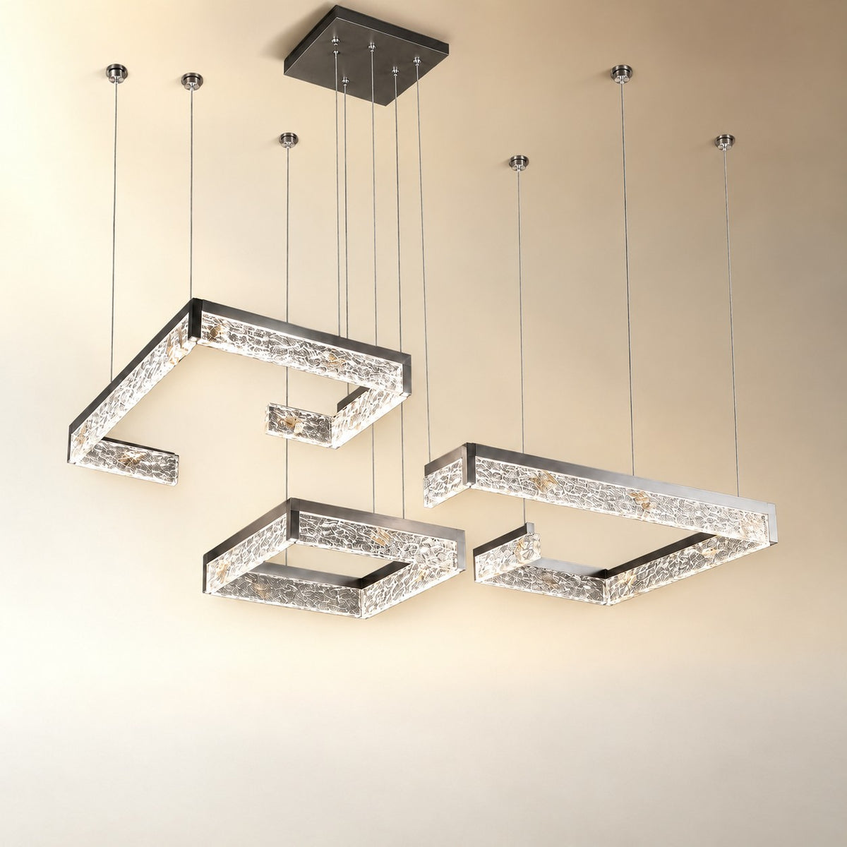 Luminous Cube Modern Multi-Tier Cluster Chandelier