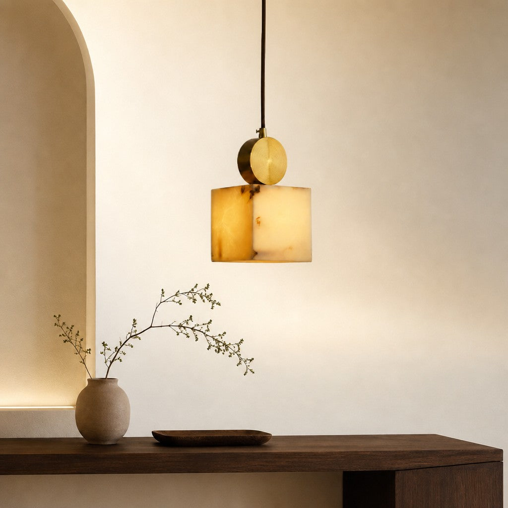 Lunessa Spanish Alabaster Mid Century Pendant Light