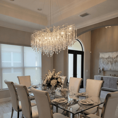 Lukas Oval Branching Brass Linear Teardrop Chandelier