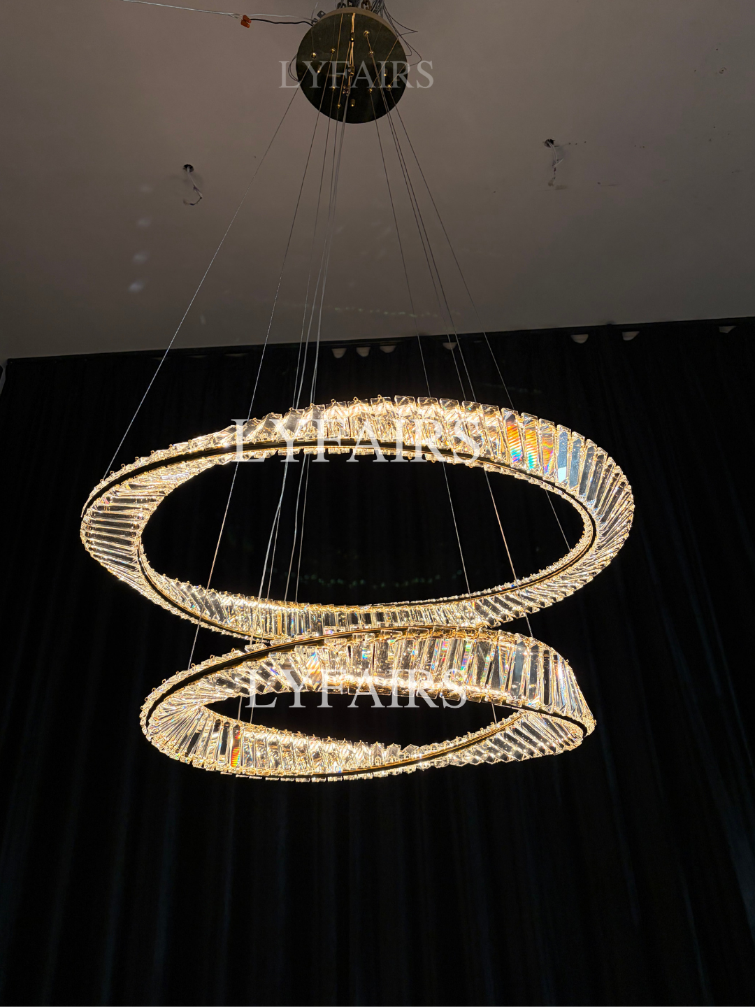 1/2/3-Ring Crystal Chandelier for Luxury Living/ Dining Room/Bedroom