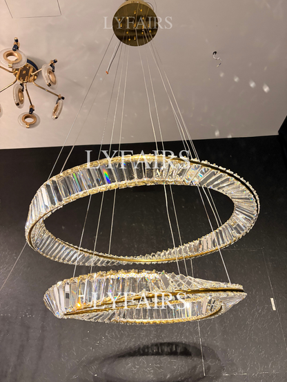 1/2/3-Ring Crystal Chandelier for Luxury Living/ Dining Room/Bedroom