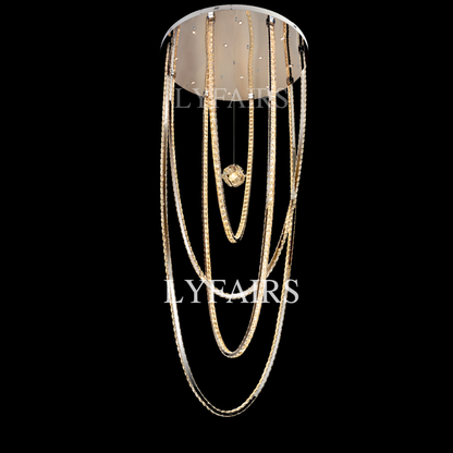 Luxury U-shaped Crystal Chandelier for High Ceilings