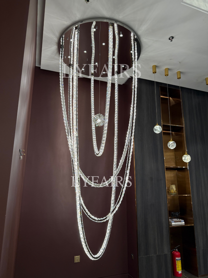 Luxury U-shaped Crystal Chandelier for High Ceilings