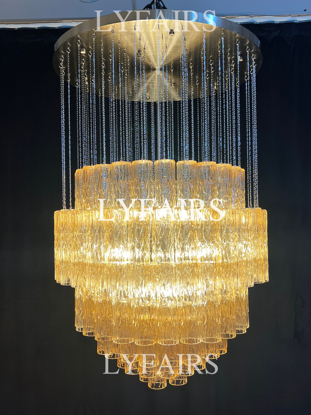 Luxury Floating Glass Tube Chandelier for High Ceiling