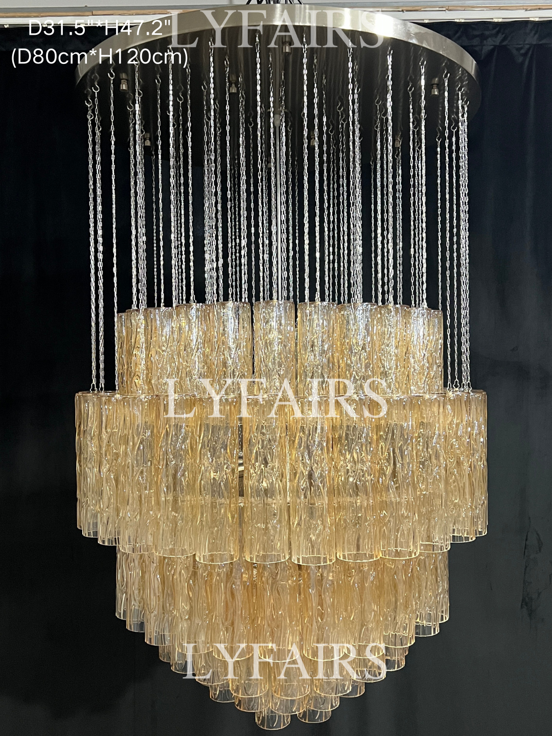 Luxury Floating Glass Tube Chandelier for High Ceiling