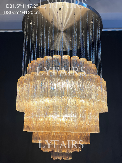 Luxury Floating Glass Tube Chandelier for High Ceiling