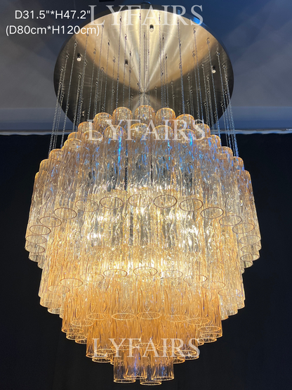 Luxury Floating Glass Tube Chandelier for High Ceiling