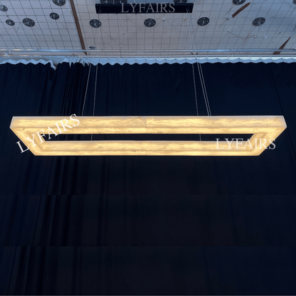 Modern Rectangular Alabaster Chandelier for Dining Room