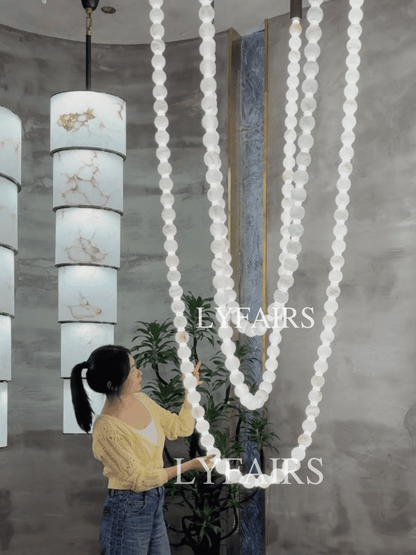 Modern Alabaster Pearl-Chain Pendant Light