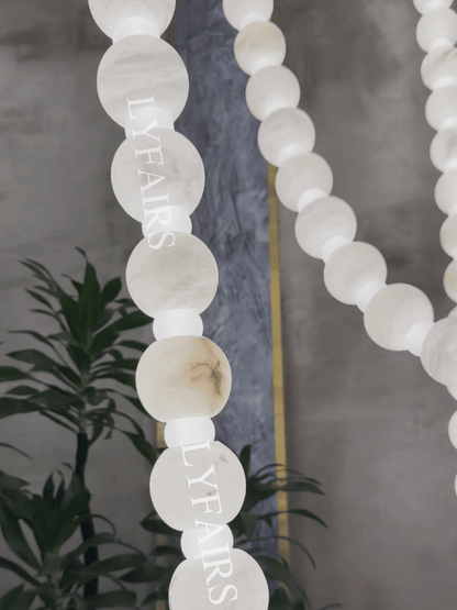 Modern Alabaster Pearl-Chain Pendant Light
