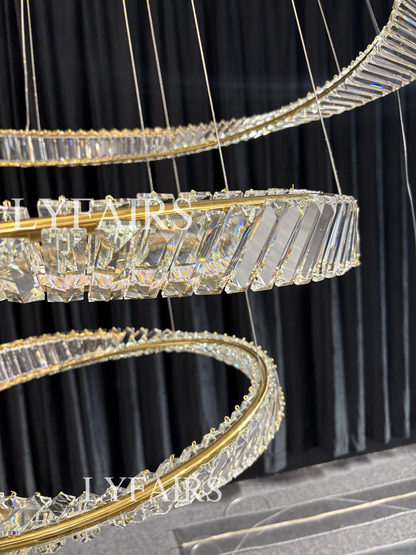 1/2/3-Ring Crystal Chandelier for Luxury Living/ Dining Room/Bedroom