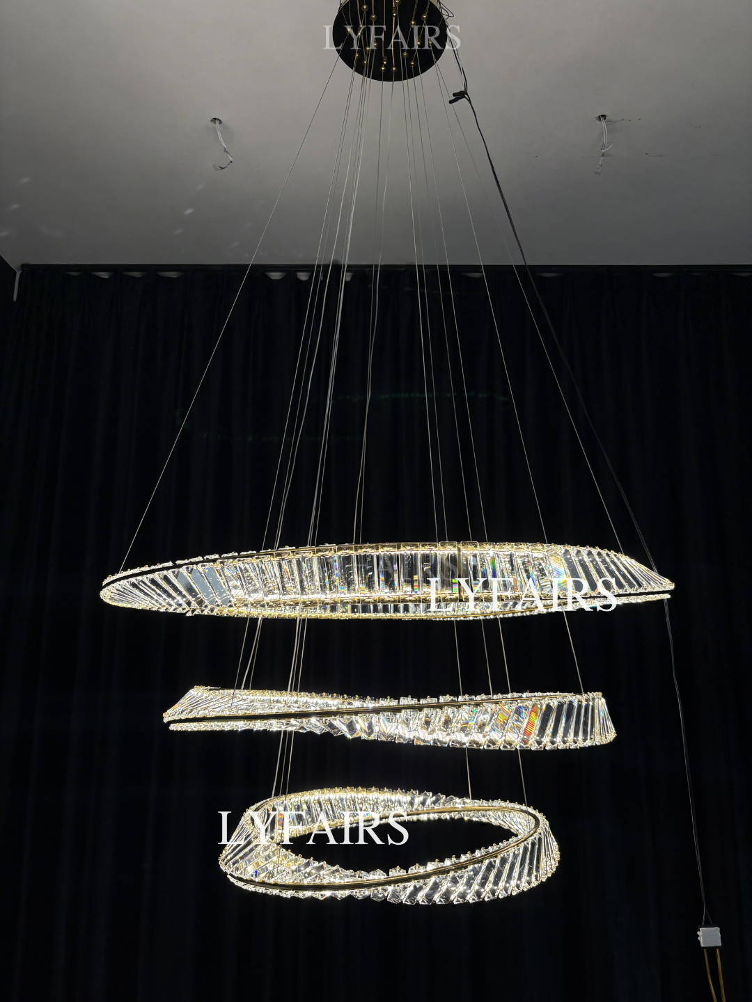 1/2/3-Ring Crystal Chandelier for Luxury Living/ Dining Room/Bedroom