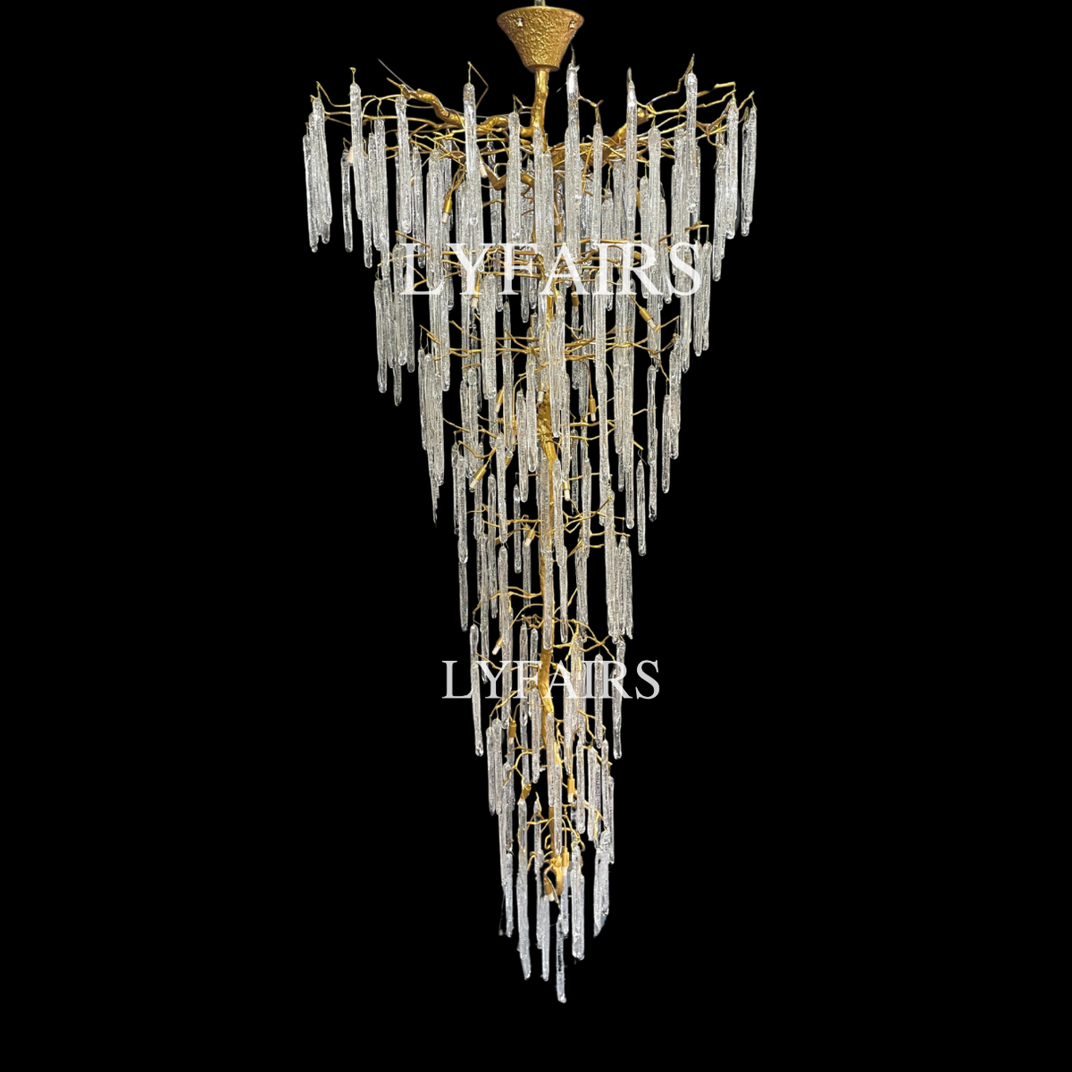 Extra Large Brass Tree Branch Bubble Glass Drops Chandelier for Foyer/Living Room