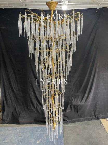 Extra Large Brass Tree Branch Bubble Glass Drops Chandelier for Foyer/Living Room
