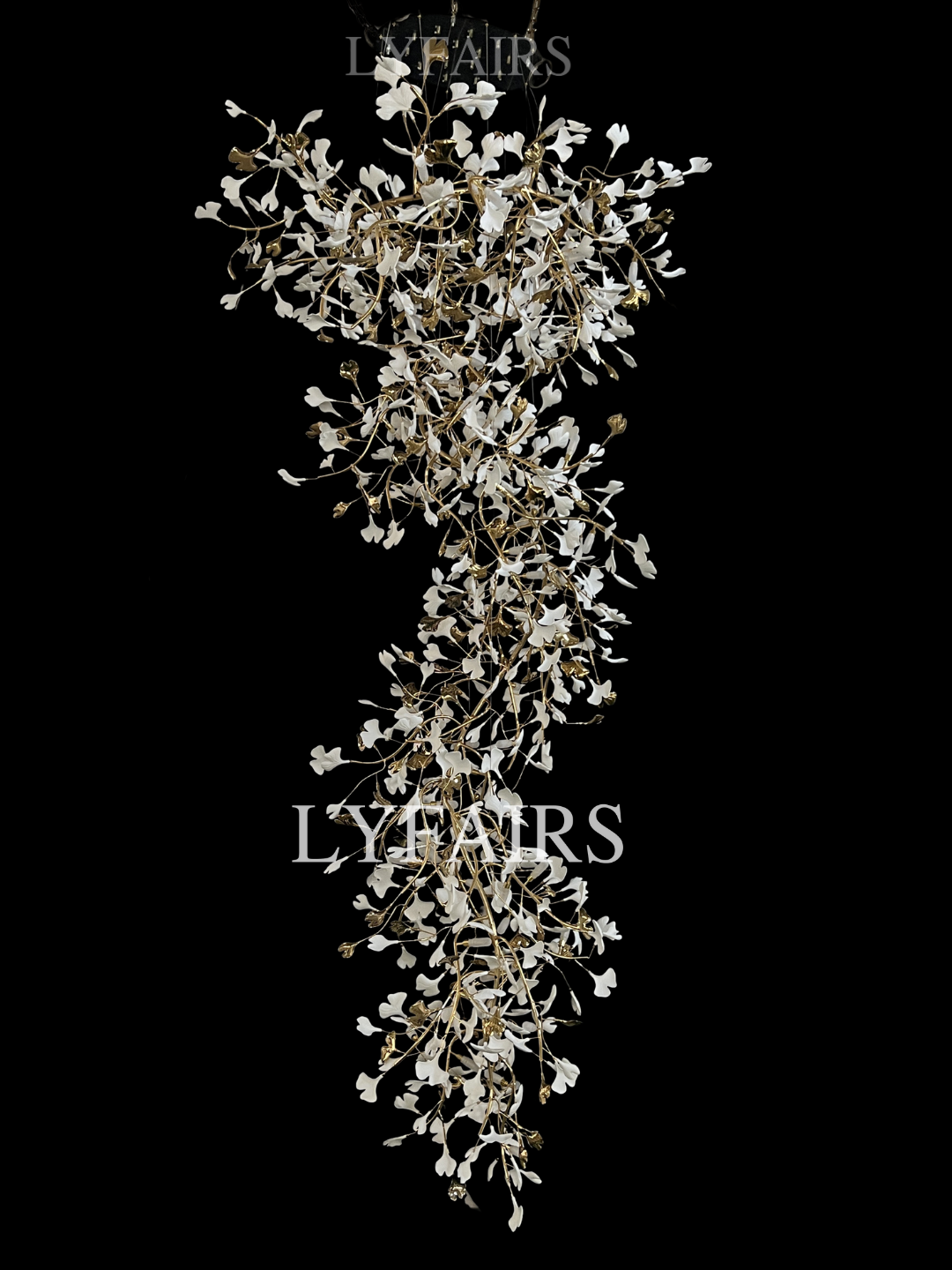Extra Large Ceramics Ginkgo Leaves Twig Chandelier for High Ceiling Living Room/Hotel Hall