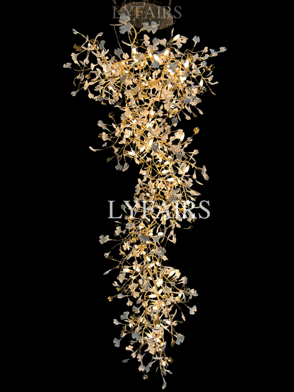 Extra Large Ceramics Ginkgo Leaves Twig Chandelier for High Ceiling Living Room/Hotel Hall