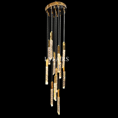 Extra Large Modern K9 Crystal Rod Pendant Long Chandelier for Staircase/Living Room/Foyer