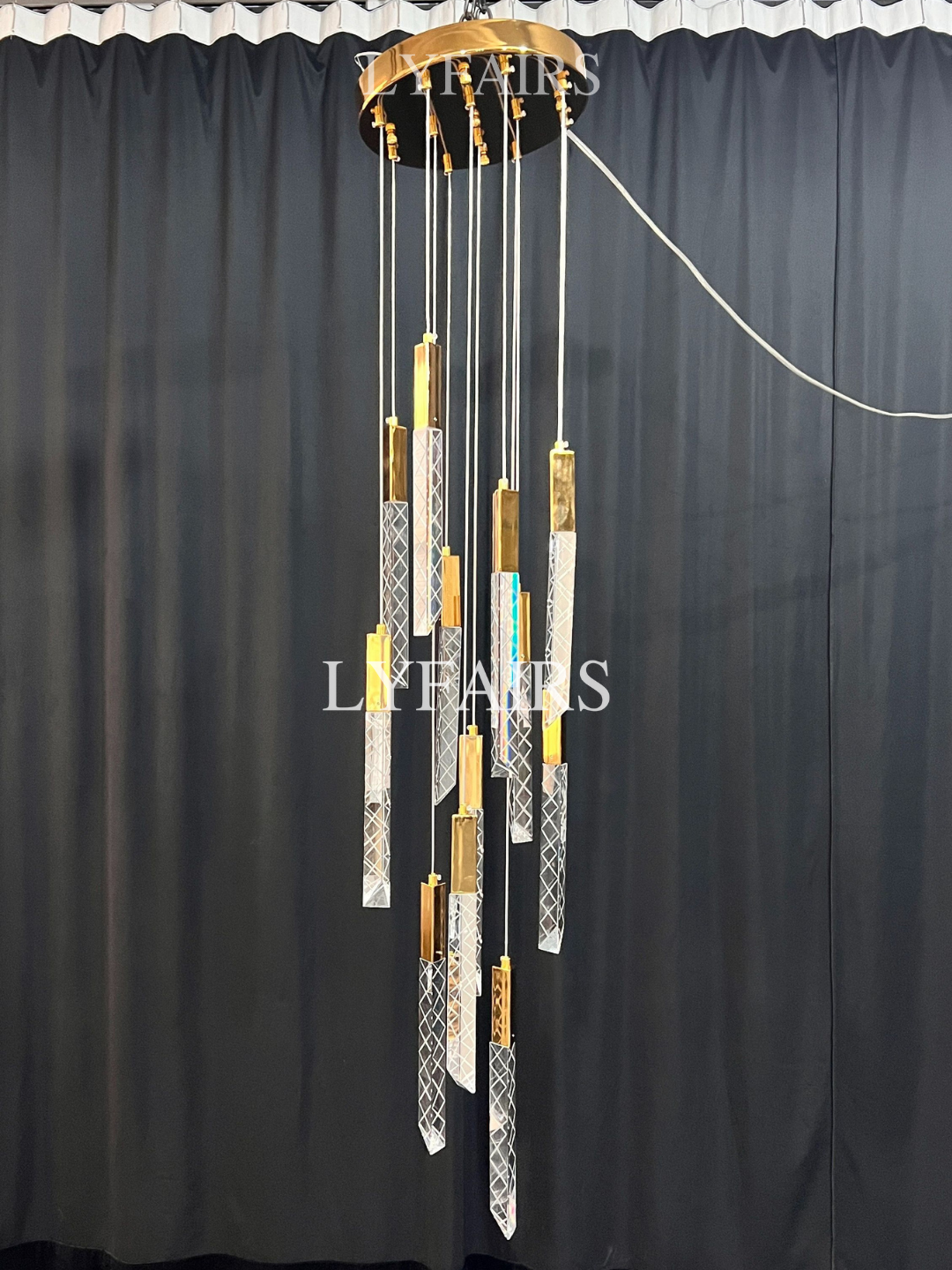 Extra Large Modern K9 Crystal Rod Pendant Long Chandelier for Staircase/Living Room/Foyer