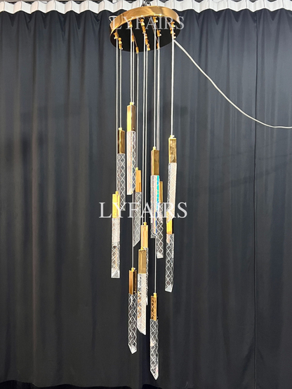 Extra Large Modern K9 Crystal Rod Pendant Long Chandelier for Staircase/Living Room/Foyer