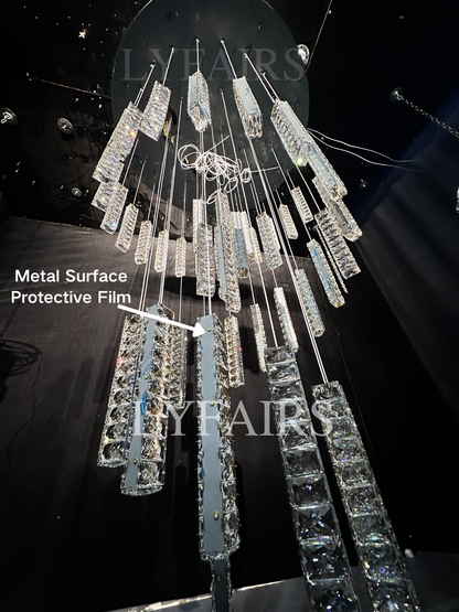 Extra Large Modern Spiral Crystal Ceiling Light Decoration for Staircase/ High Ceiling Living Room/ Hotel Lobby/ Hallway