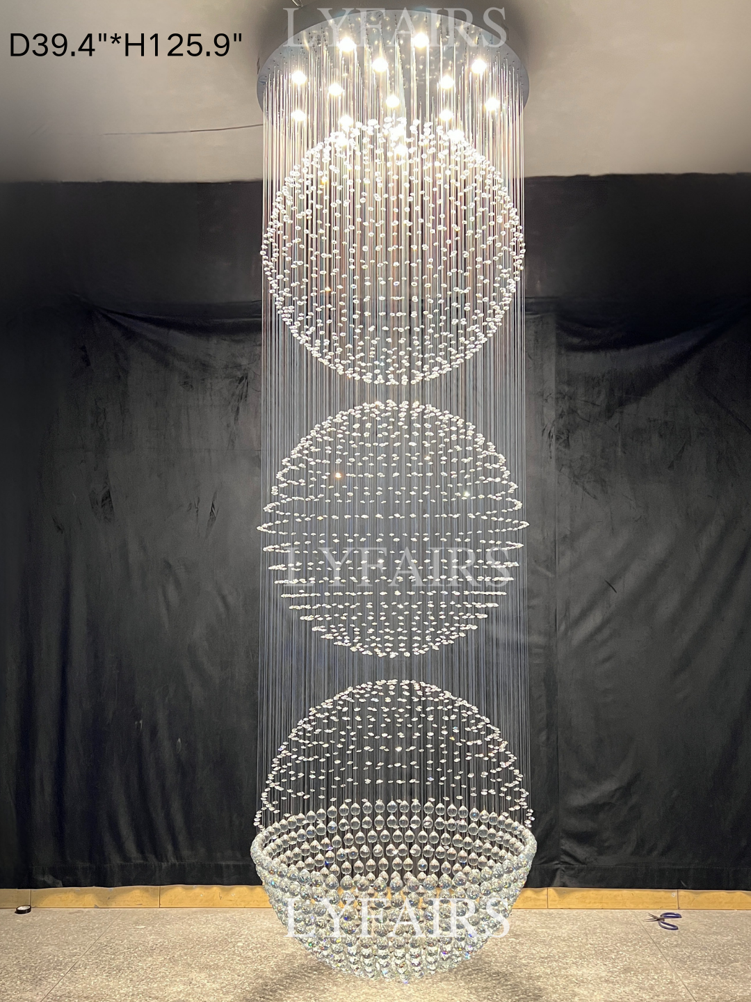 Extra Large Modern Three Balls Ceiling Crystal Chandelier For Staircase/Big-foyer, living room