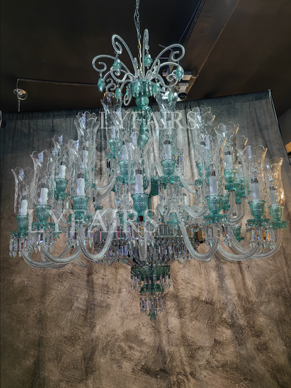 Luxury Classic Candle Light Tiffany Green Crystal Chandelier for Livng Room/Staircase/Foyer