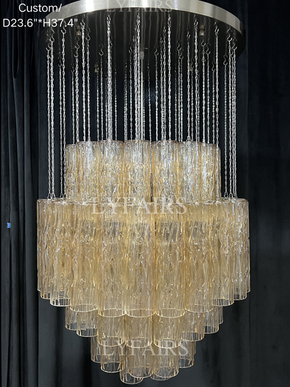 Luxury Floating Glass Tube Chandelier for High Ceiling