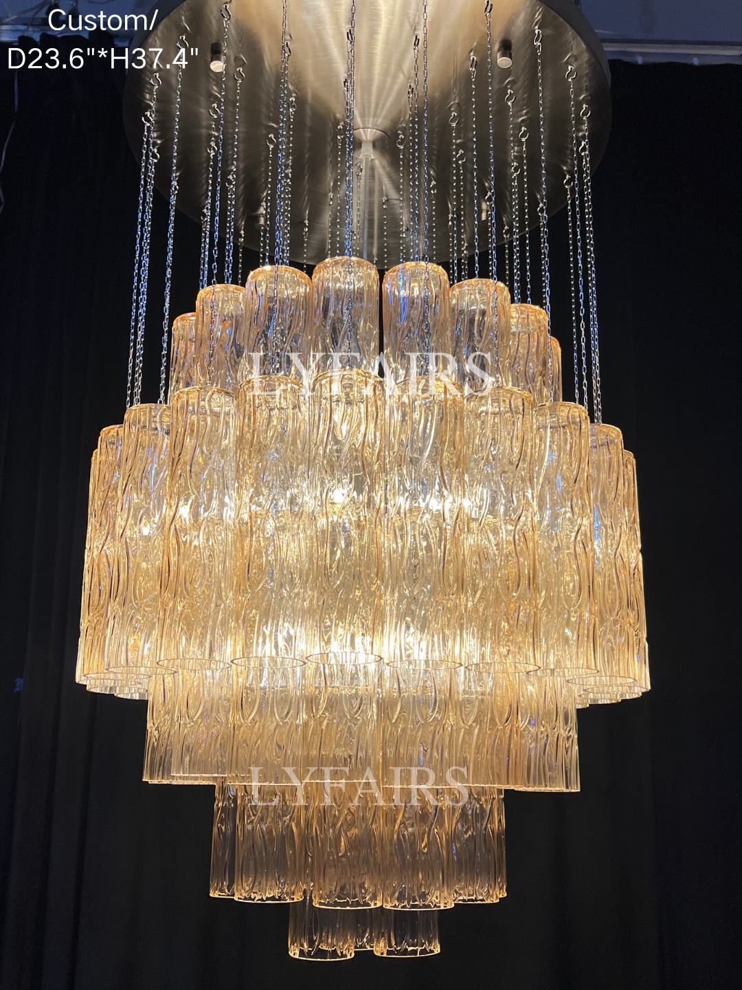 Luxury Floating Glass Tube Chandelier for High Ceiling