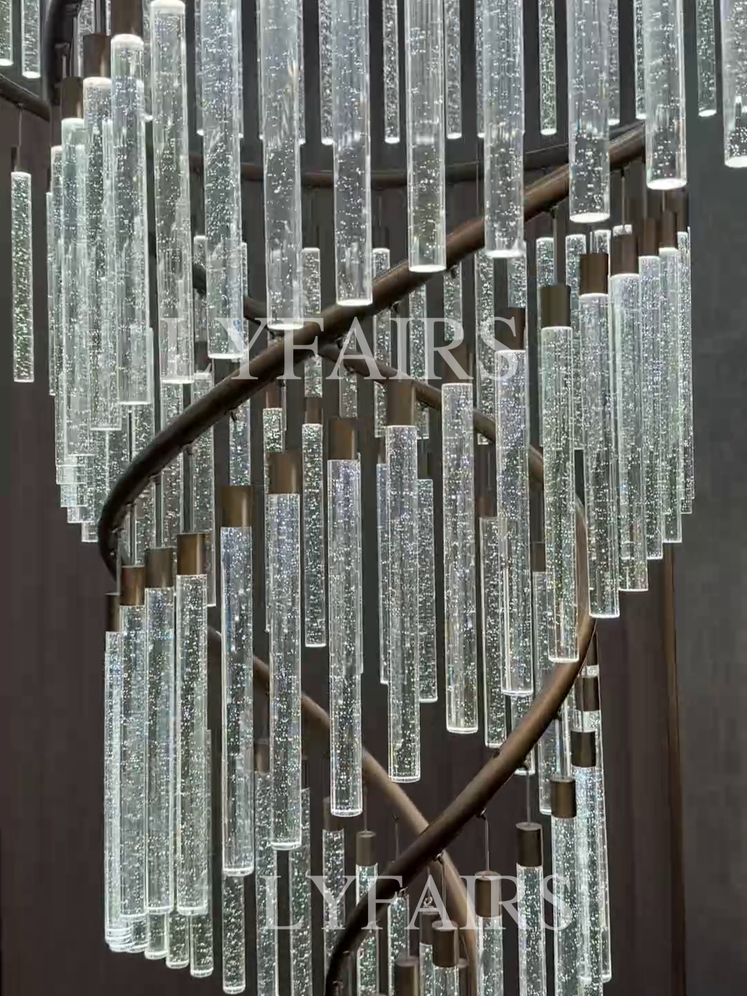 Luxury Spiral Bubble Crystal Chandelier for High Ceiling