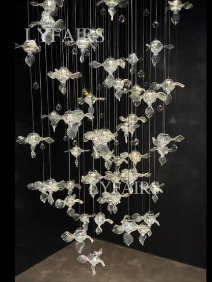 Modern Art Design Propeller-like Crystal Chandelier for Staircase/Villa/Foyer/High-ceiling Space