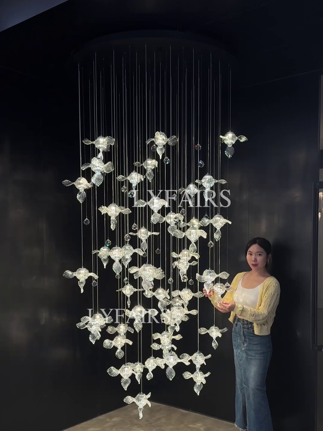 Modern Art Design Propeller-like Crystal Chandelier for Staircase/Villa/Foyer/High-ceiling Space