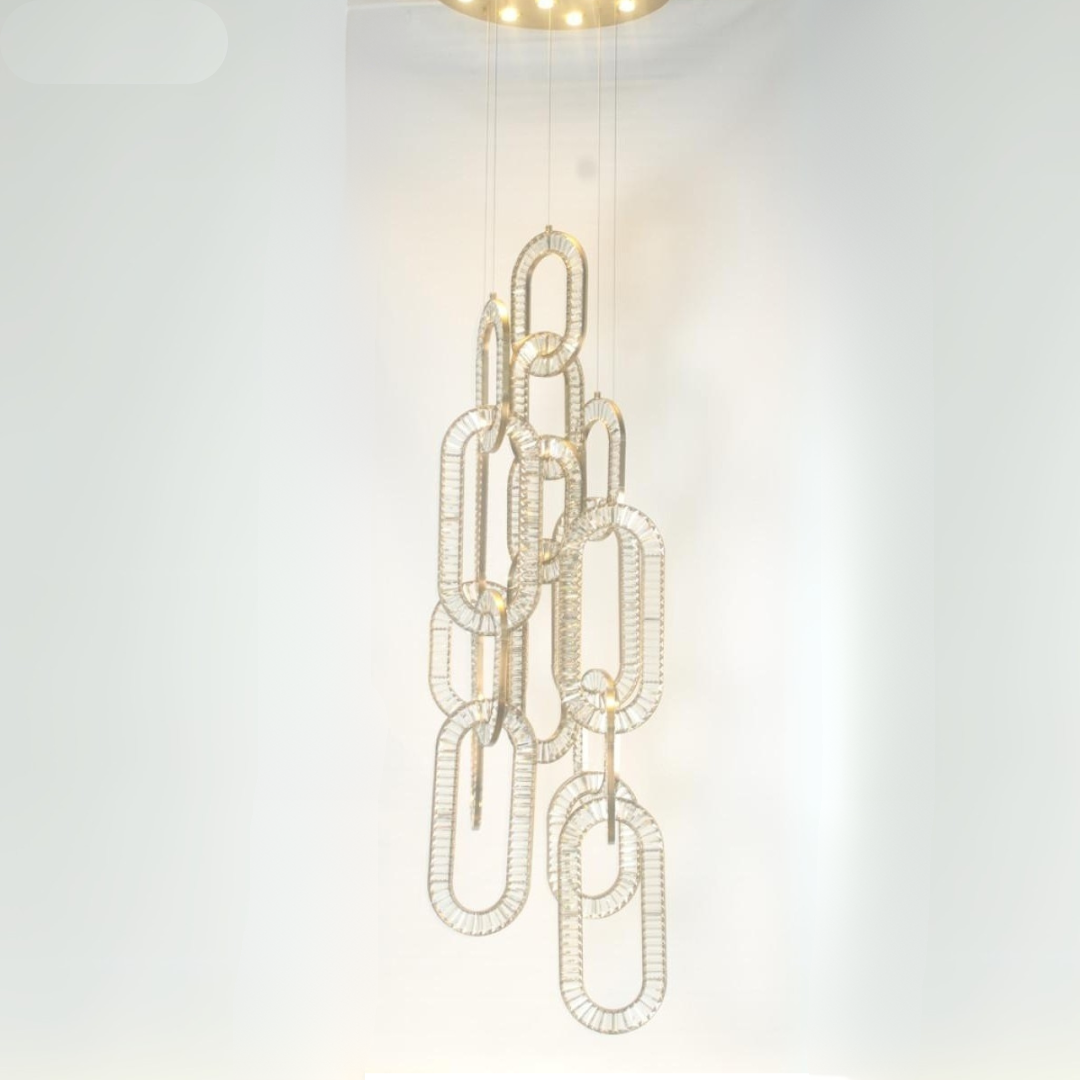 Modern Luxury Crystal Chain Cluster Chandelier for High Ceiling/Dining Room