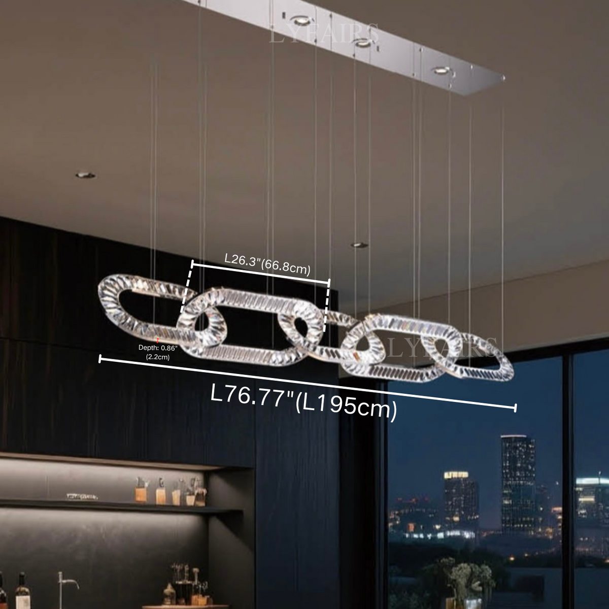 Modern Luxury Crystal Chain Cluster Chandelier for High Ceiling/Dining Room