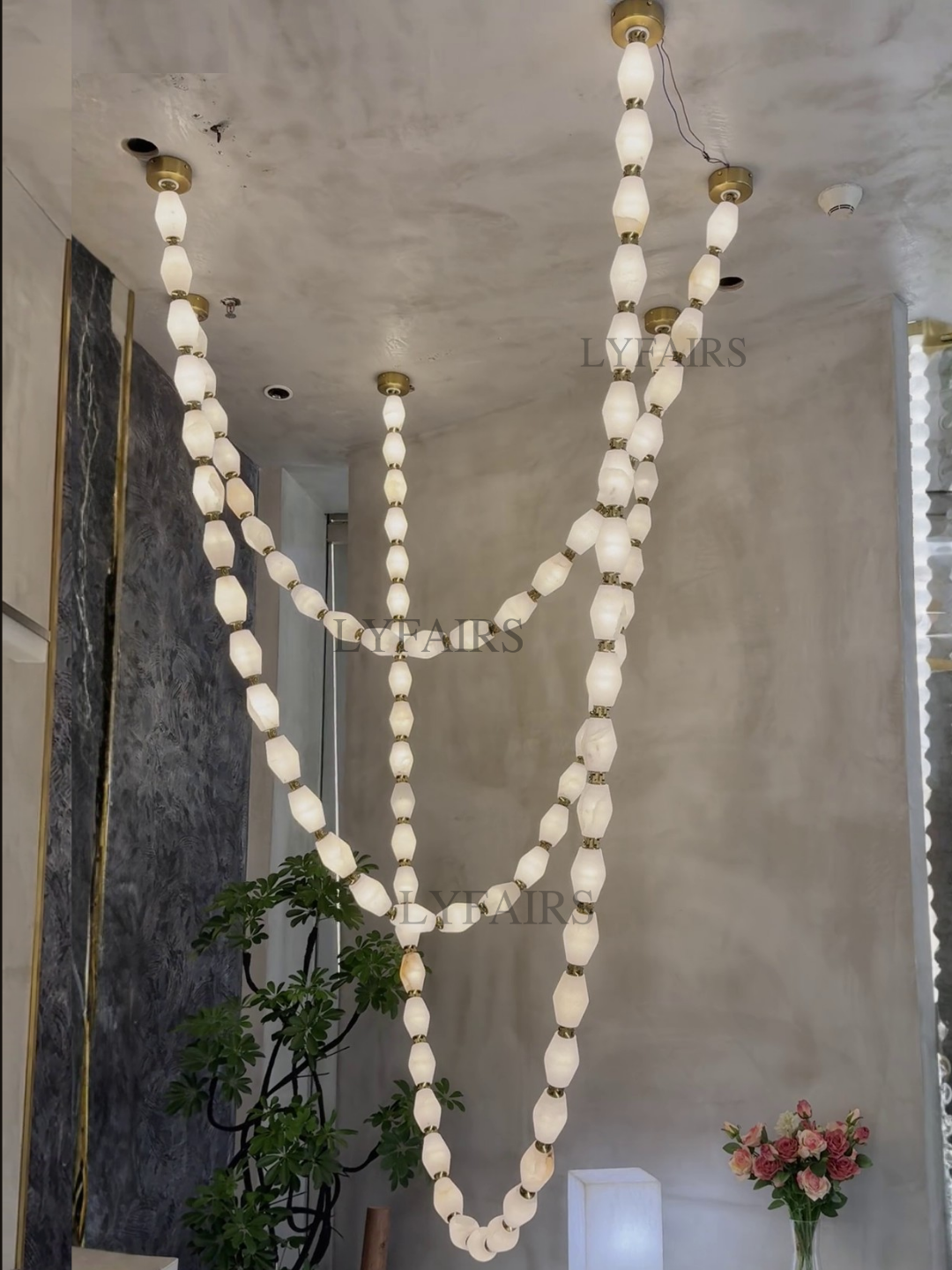 Modern Necklace Alabaster Cluster Chandelier