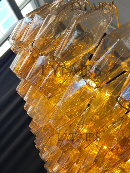 Modern Round/Rectangular/Funnel Smoke Glass Chandelier for Low-ceiling