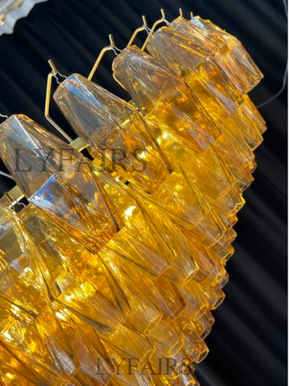 Modern Round/Rectangular/Funnel Smoke Glass Chandelier for Low-ceiling