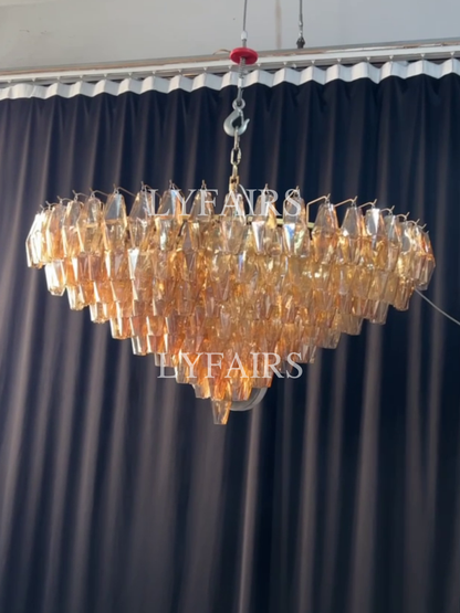 Modern Round/Rectangular/Funnel Smoke Glass Chandelier for Low-ceiling