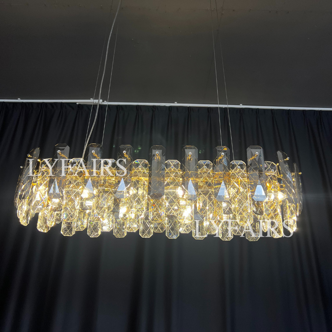 Modern Smoky Gray Crystal Chandelier Gleamy Light Fixture for Living/Dining Room/ Bedroom/ Home Office