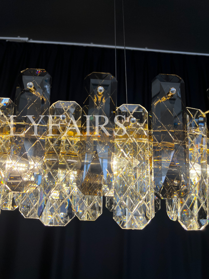 Modern Smoky Gray Crystal Chandelier Gleamy Light Fixture for Living/Dining Room/ Bedroom/ Home Office