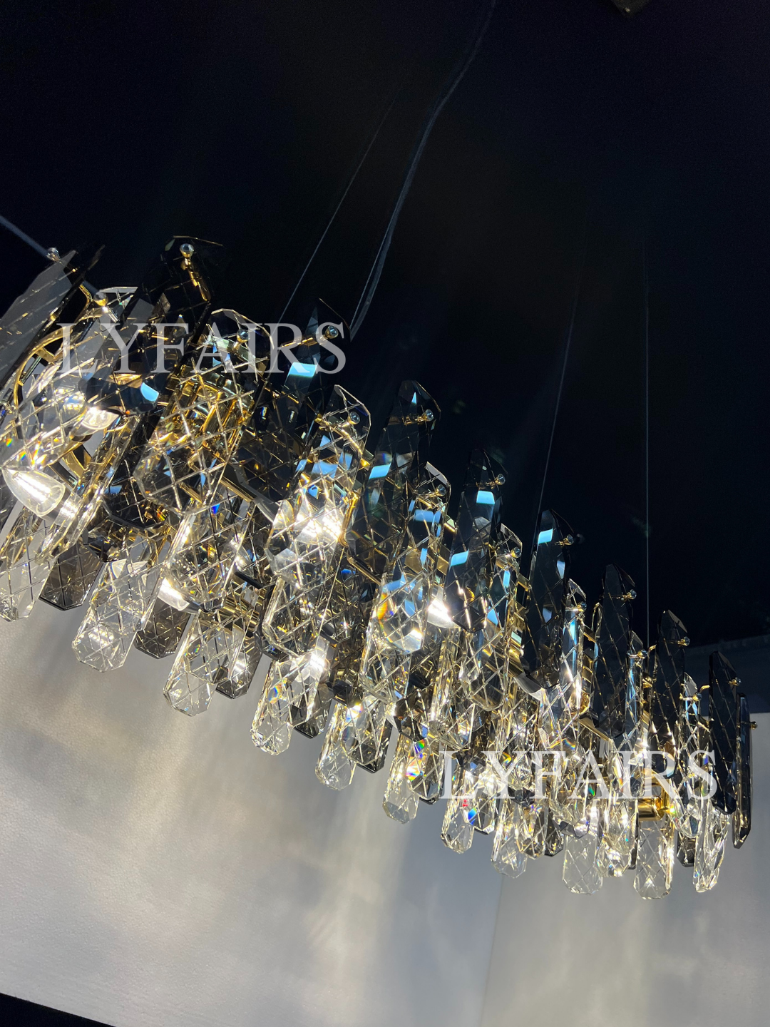 Modern Smoky Gray Crystal Chandelier Gleamy Light Fixture for Living/Dining Room/ Bedroom/ Home Office